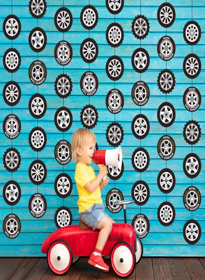 Sinload 8 Pieces Race Car Party Decorations Wheel Tire Garland Banners Car Tyre Paper Cutouts for Racing Birthday Party Favors Classroom Supplies - Image 5